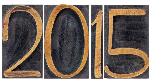 Year 2015  in wood type — Stock Photo, Image