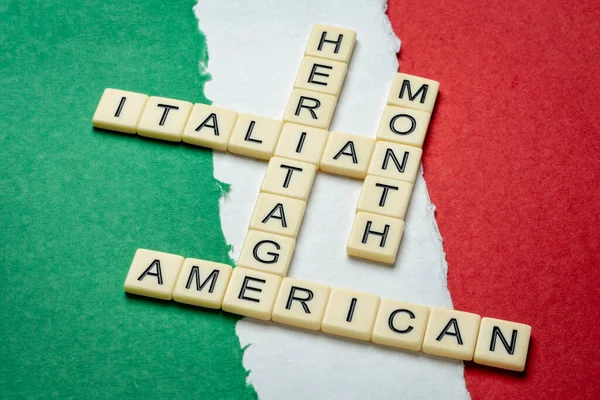 Outubro Mês Nacional Patrimônio Americano Italiano Palavras Cruzadas Contra Resumo — Fotografia de Stock