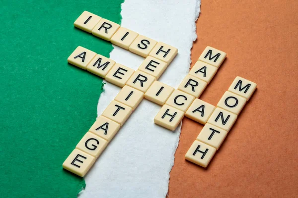 Marzo Mes Nacional Herencia Irlandesa Americana Crucigrama Resumen Papel Colores —  Fotos de Stock