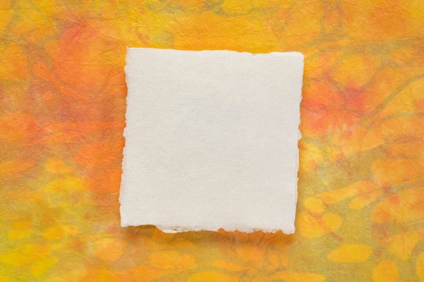 Small Sheet Blank White Khadi Rag Paper South India Orange — Stock Photo, Image