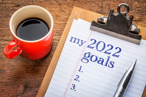 2022 Λίστα Στόχων Μου Στο Πρόχειρο Και Καφέ Κατά Grunge — Φωτογραφία Αρχείου