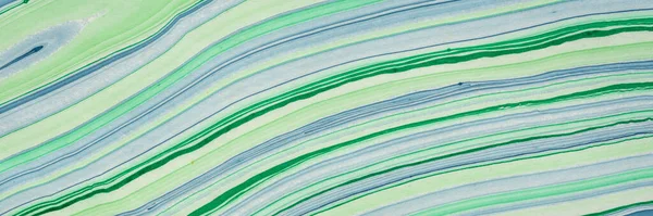 手作りのタイの大理石の桑の紙の背景緑と青の流れるパターン パノラマのウェブバナー — ストック写真