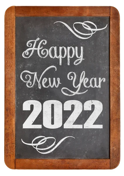 Новым 2022 Годом Поздравления Винтажной Доске Изолированной Белом — стоковое фото