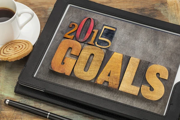 2015 goals on digital tablet — Stock Photo, Image