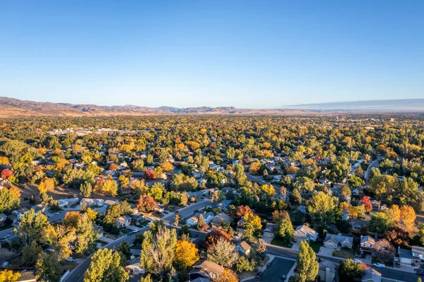 Stad Fort Collins Bostadsområde Och Front Range Klippiga Bergen Norra — Stockfoto