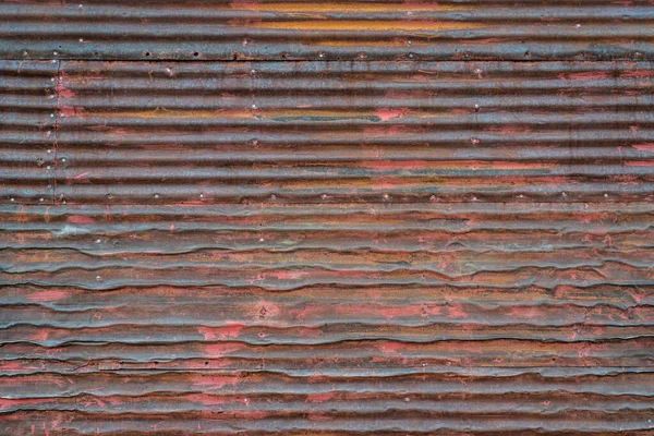 Viejo Grunge Oxidado Fondo Textura Metal Corrugado Pared Choza Resistida —  Fotos de Stock