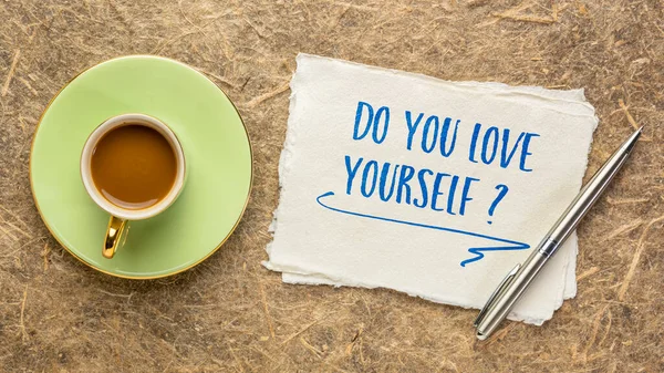 You Love Yourself Handwriting Handmade Paper Cup Coffee Self Respect — Stock Photo, Image