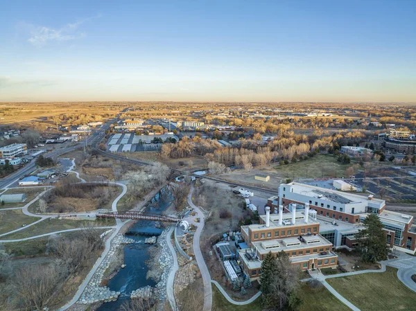 Whitewater Park Floden Poudre Centrum Fort Collins Colorado Flygfoto Höst — Stockfoto