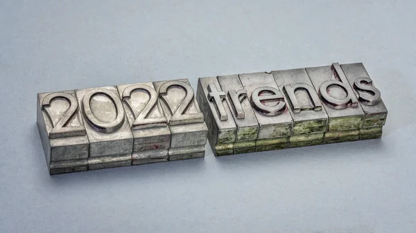 2022 Tendências Banner Conceito Resolução Ano Novo Texto Grunge Letterpress — Fotografia de Stock