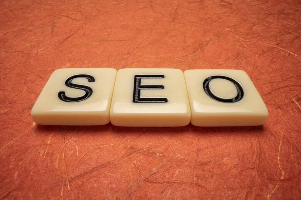 Search Engine Optimization Seo Acronym Letter Tiles Internet Web Design — Stockfoto