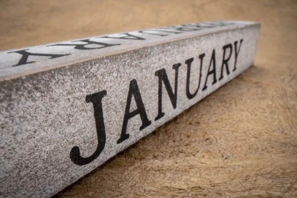 Januari Tekst Grunge Houten Blok Kalender Nieuwjaar Concept — Stockfoto