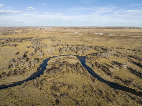 Letecký Pohled Krajinu Severního Colorada Podzim Nebo Zimě Vrain Creek — Stock fotografie