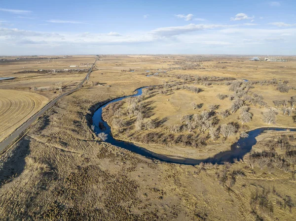 Vista Aérea Paisagem Norte Colorado Outono Cenário Inverno Vrain Creek — Fotografia de Stock