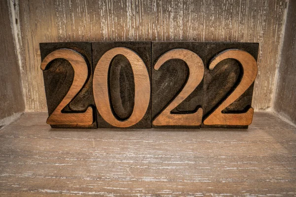 2022 Typography Text Abstract Vintage Letterpress Wood Type Grunge Wooden — Stockfoto