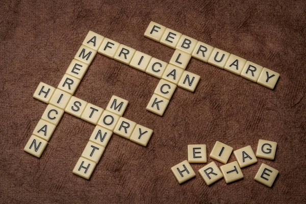 Φεβρουάριος African American Black History Month Σταυρόλεξο Ελεφαντόδοντο Πλακάκια Κατά — Φωτογραφία Αρχείου