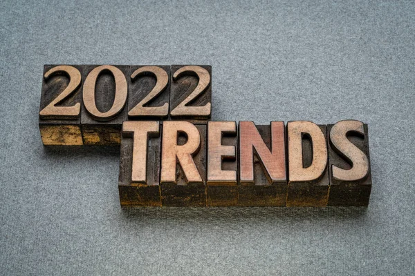 2022 Trends Vintage Letterpress Wood Type Textured Paper Business Finance — Foto Stock