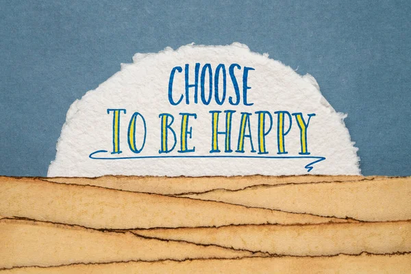 Choose Happy Advice Reminder Inspirational Handwriting Watercolor Paper Abstract Landscape — Fotografia de Stock