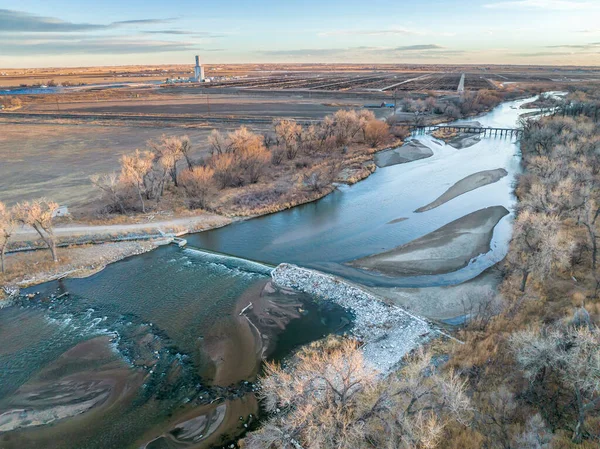 Water Diversion Dam South Platte River Colorado Aerial View Fall — Stockfoto
