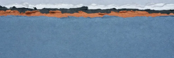 Abstraktní Krajina Modrých Pastelových Tónech Kolekce Ručně Vyráběných Hadrových Papírů — Stock fotografie