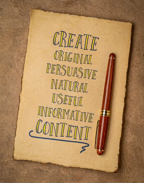 Create Original Persuasive Natural Useful Informative Content Creating Content Advice — Stockfoto