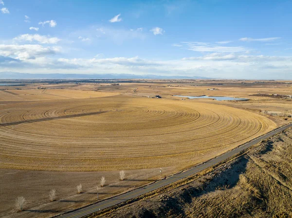 Aerial View Northern Colorado Landscape Fall Winter Scenery Farmland Front — Stock Photo, Image