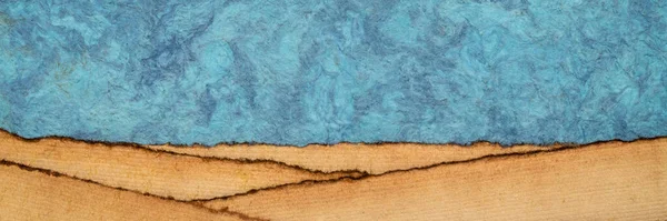 Abstrakt Öken Landskap Skapat Med Ark Strukturerade Färgglada Handgjort Papper — Stockfoto