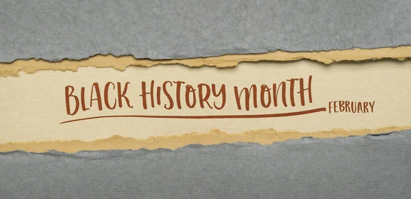 February Black History Month Banner Handwriting Handmade Rag Paper Annual — Stock Photo, Image