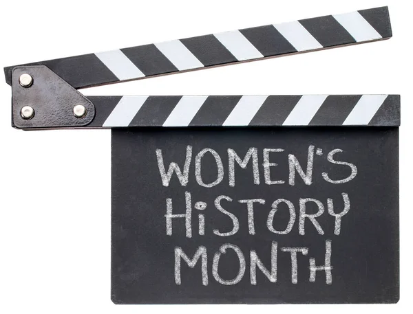 Μήνα Ιστορίας Γυναικών Μαρτίου Λευκό Χειρόγραφο Κιμωλία Στο Ταμπλό Συνεισφορές — Φωτογραφία Αρχείου