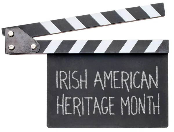 Irish American Heritage Month Caligrafia Giz Branco Uma Palma Lembrete — Fotografia de Stock
