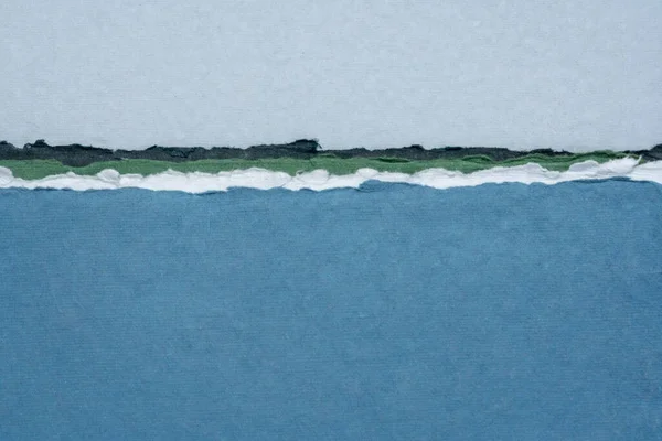 Abstrakt Landskap Blå Pastelltoner Samling Handgjorda Traspapper — Stockfoto