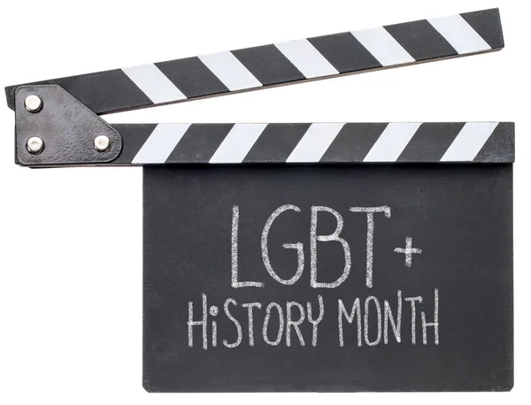 Lgbt Heritage Month White Chalk Handwriting Clapboard Reminder Annual Monthly — Stock Photo, Image