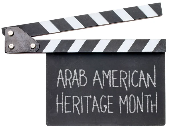 Arab American Heritage Month Calligrafia Gesso Bianco Clapboard Ricordo Evento — Foto Stock