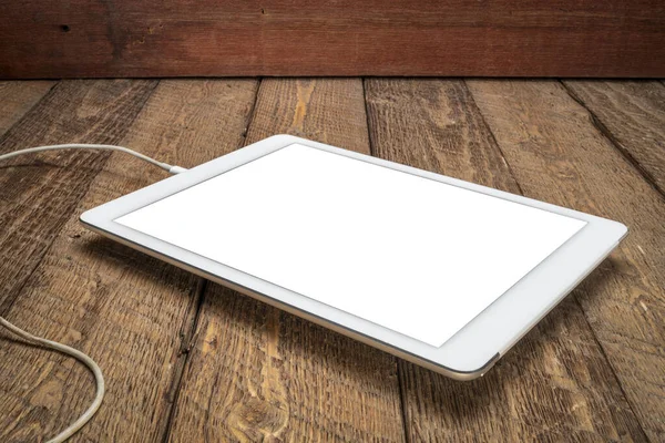 Maqueta Tableta Digital Con Una Pantalla Aislada Blanco Ruta Recorte — Foto de Stock