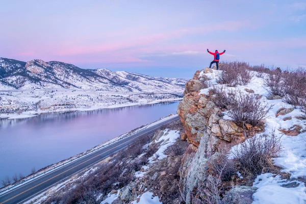 Randonnée Dans Nord Colorado Avant Lever Soleil Randonneur Masculin Sur — Photo