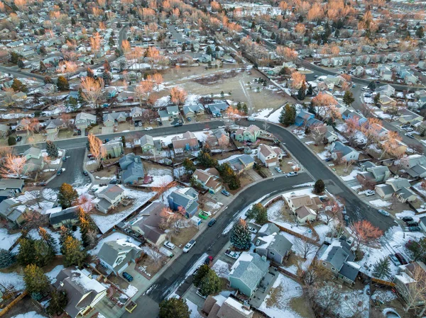 Kuzey Colorado Daki Fort Collins Yerleşim Bölgesinin Üzerinde Kış Gündoğumu — Stok fotoğraf