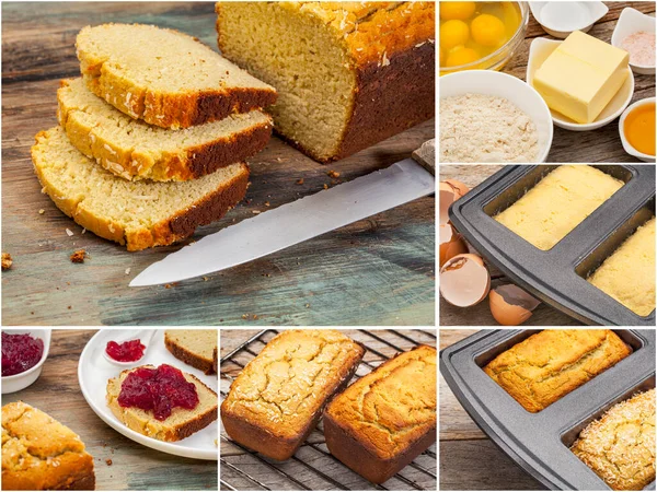 Baking Gluten Free Coconut Flour Bread Sequence Pictures Starting Ingredients — Stock Photo, Image