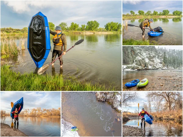 Paddling Uppblåsbar Packraft Person Lätt Flotte Som Används För Expedition — Stockfoto