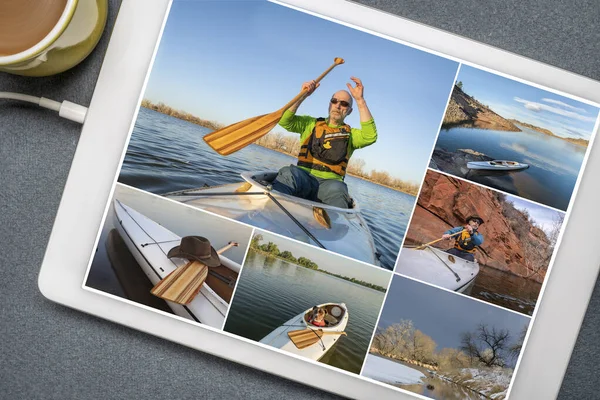 Paddeln Expeditionskanu Auf Seen Colorado Bearbeiten Einer Reihe Von Bildern — Stockfoto