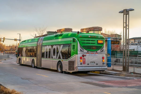 Fort Collins Usa März 2022 Max Bus Der Haltestelle Max — Stockfoto