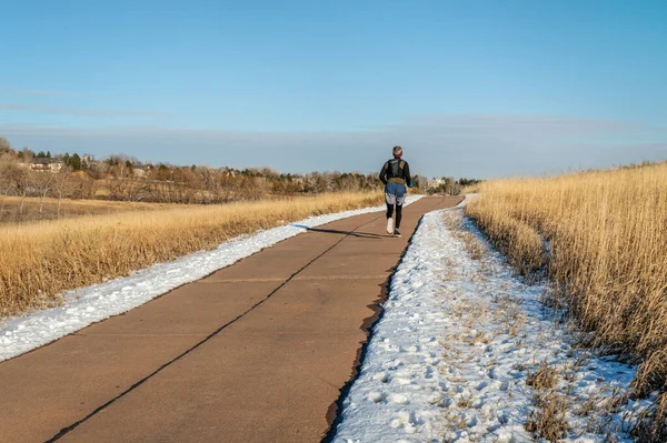 Kış Öğleden Sonra Fort Collins Colorado Bisiklet Parkurunda Uzak Bir — Stok fotoğraf