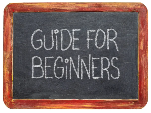 Guide Beginners Title Handwritten White Chalk Vintage Slate Blackboard — Stock Photo, Image