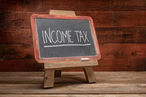 Income Tax Writing Vintage Slate Blackboard Financial Education Concept — Stock Photo, Image