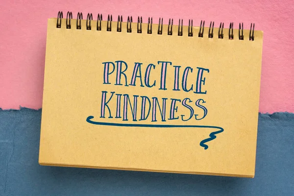 Practice Kindness Reminder Handwriting Sketchbook Abstract Paper Landscape — Foto Stock