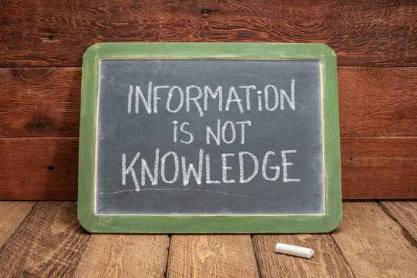 Information Knowledge Quote White Chalk Text Vintage Slate Blackboard Rustic — Foto de Stock