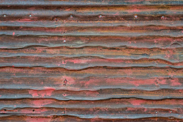 Viejo Grunge Oxidado Fondo Textura Metal Corrugado Pared Choza Resistida — Foto de Stock