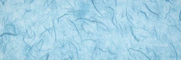 Background Light Blue Backlit Handmade Mulberry Paper Fiber Inclusions Panoramic — Stock Photo, Image