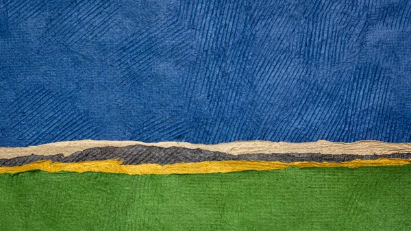 緑と青の抽象的な風景 メキシコで手作りのフン紙のコレクション — ストック写真