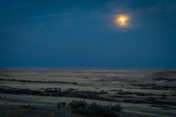 Super Flower Blood Moon Eclipse Colorado Foothills Prairie Soapstone Prairie — Stockfoto