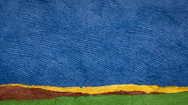 Abstraktní Krajina Zelené Modré Sbírka Huun Papíry Ručně Vyrobené Mexiku — Stock fotografie