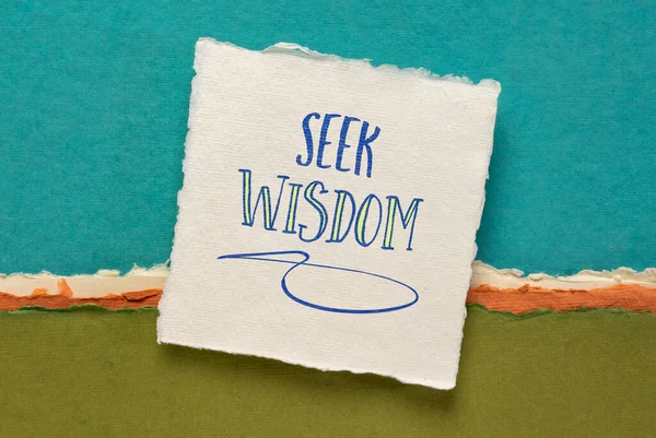 Seek Wisdom Advice Reminder Handwriting Handmade Paper Abstract Landscape — Stock Photo, Image